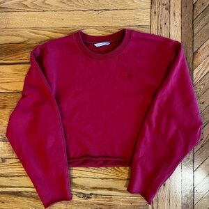 Wearis Cropped Red Crew Neck Sweater
